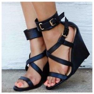 Women Party Cross Straps Wedge High Heels Sandals